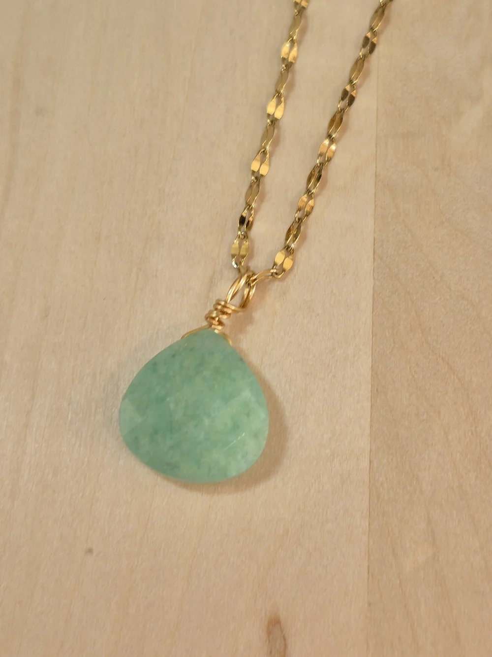 🩵💛NEW🩵💛 BEAUTIFUL!! SS Natural Stone Wire Wrapped Faceted AMAZONITE Necklace